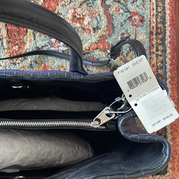 Coach bag Bleecker tote woven blue and black leather new with tags and dust bag - Picture 4 of 9